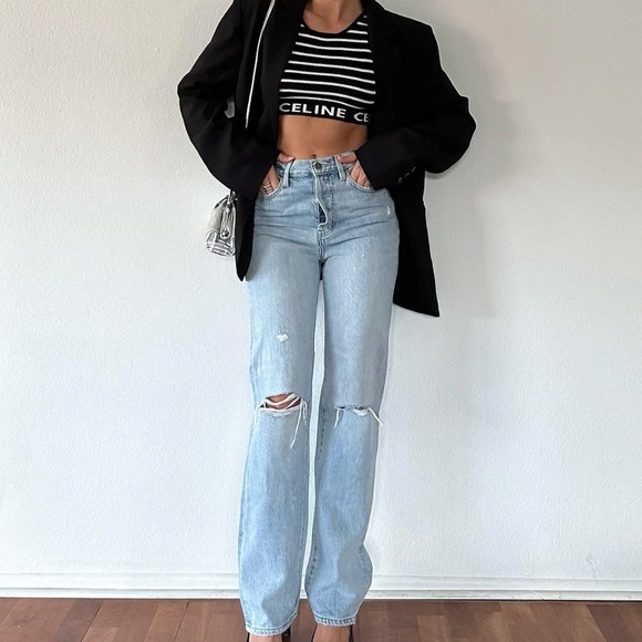 Pistola Light Blue Distressed Cassie Straight Leg Jeans - Picture 3 of 15